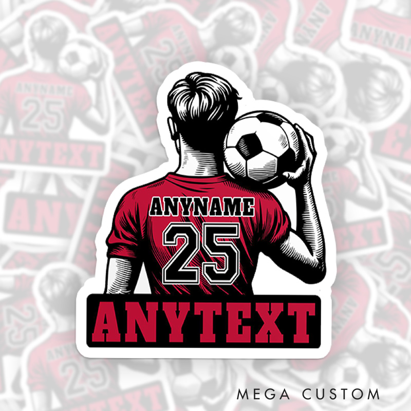 Personalized Soccer Player Sticker Custom Name and Number Design for Men