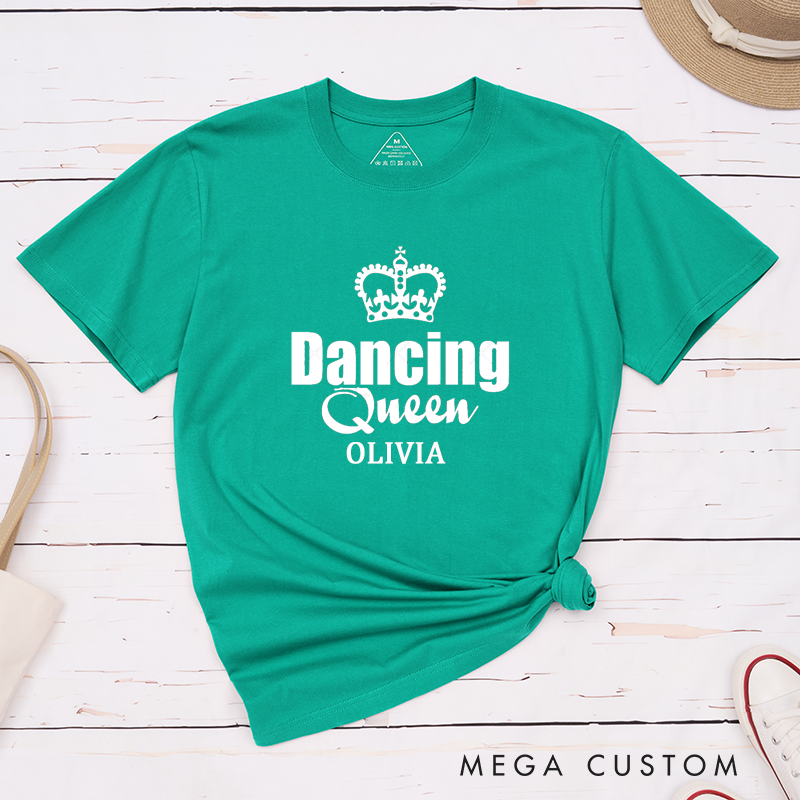 Personalized Dancing Queen Name T-Shirt Custom Crown Design Classic Unisex Gift for Dancer Birthday Present for Her Unique Dance Lover Tee