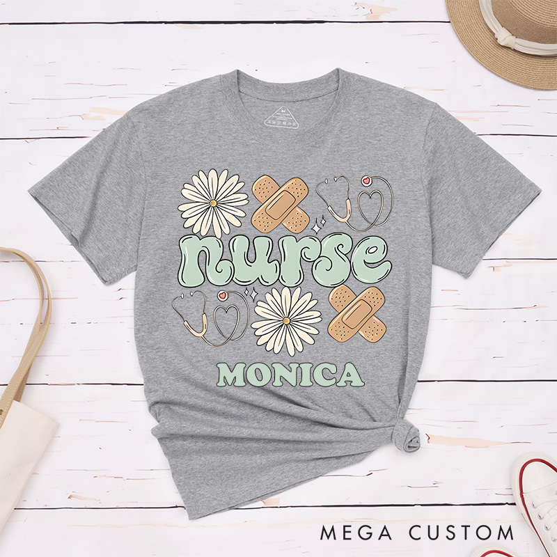 Personalized Nurse T-Shirts Compassion in Bloom Nurse Essentials Fashion Design T-Shirts