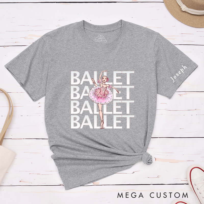 Personalized Ballet Dancer Classic T-Shirts Custom Name Gift Beautiful Pink Ballerina Design Unique Dance Birthday Present