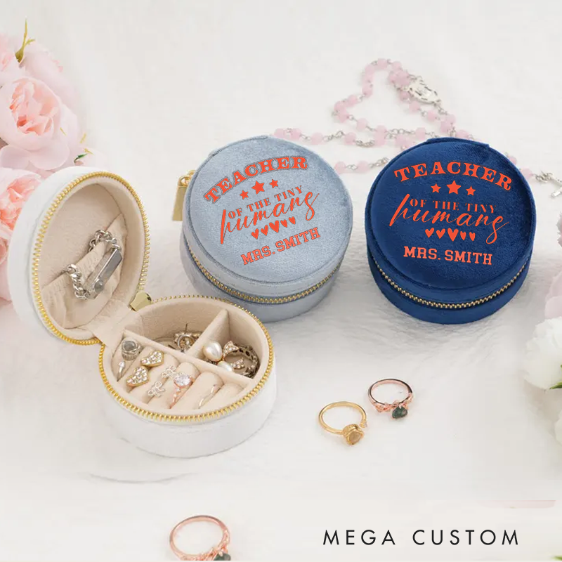 Personalized Velvet Jewelry Box Teacher of the Tiny Humans Round Jewelry Box Gift Teacher Appreciation Gift