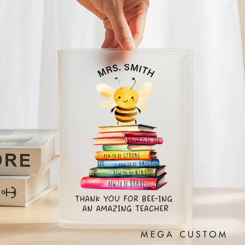 Personalized Book Vase for Teacher Thank You for Being an Amazing Teacher Design Desk Decor Teacher Appreciation Gift