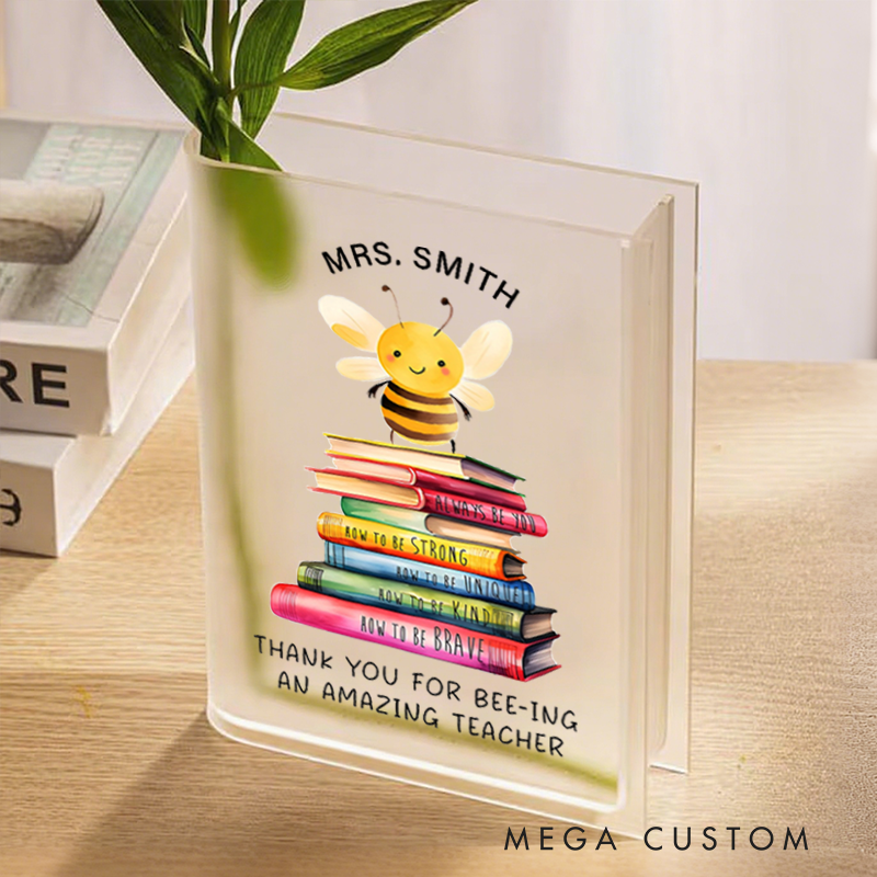 Personalized Book Vase for Teacher Thank You for Being an Amazing Teacher Design Desk Decor Teacher Appreciation Gift