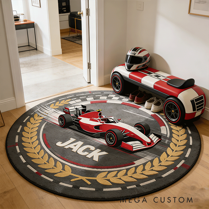 Personalized Racing Diatomite Mat Custom Name Rug Gift for Racers and Racing Lovers