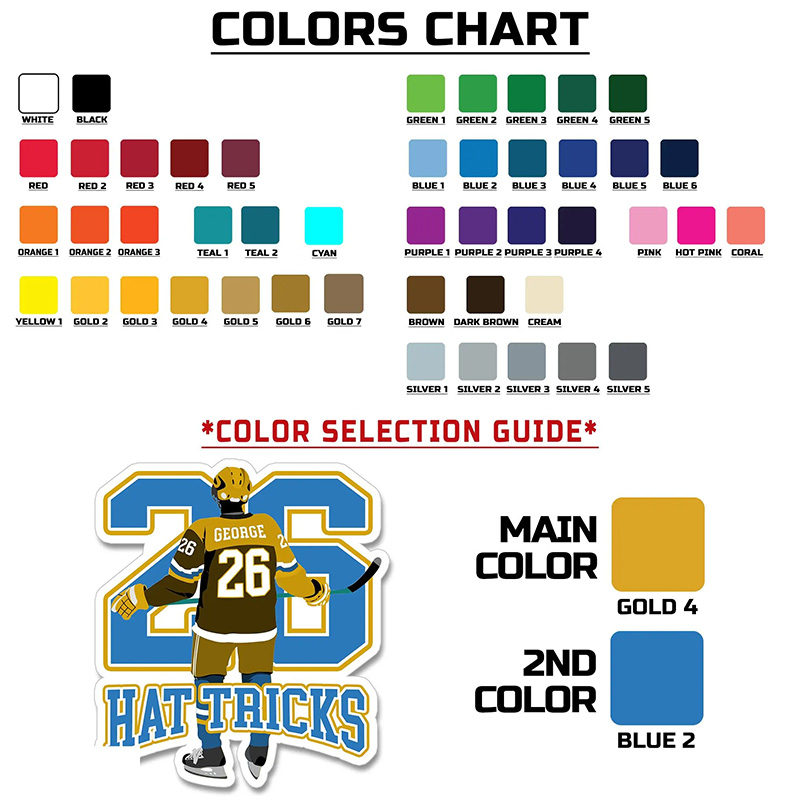 Personalized Hockey Player Back View Sticker with Custom Name and Number