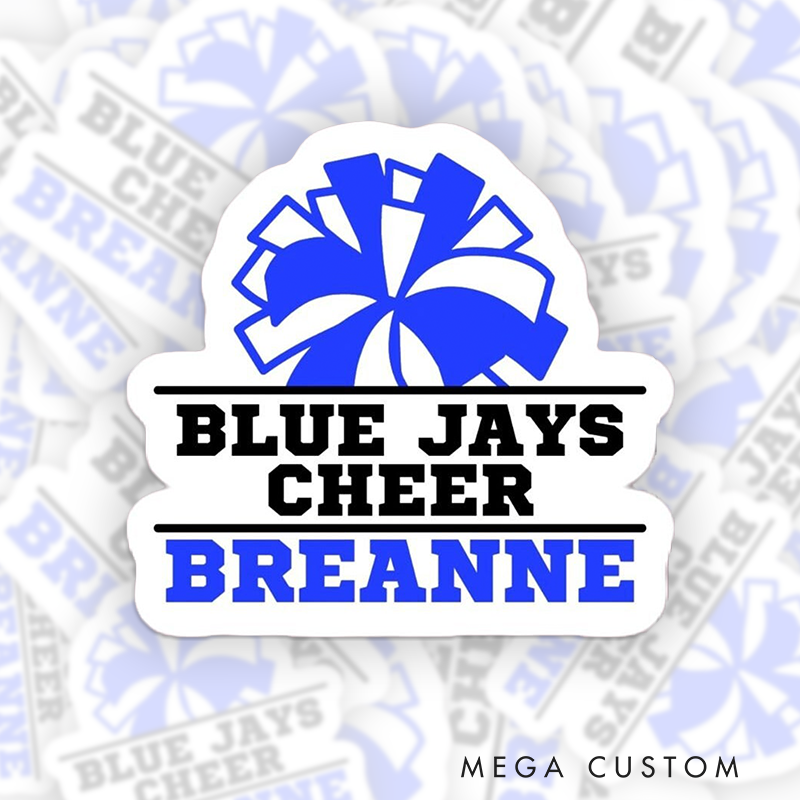 Personalized American Football and Rugby Cheerleader Sticker – Customize with Your Team Name and Text
