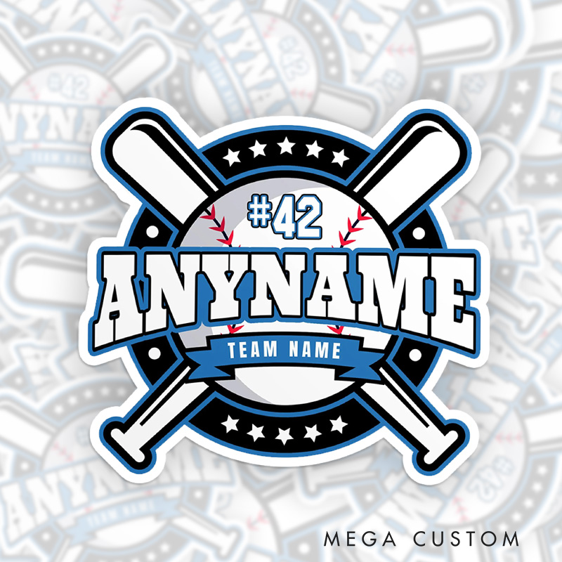 Personalized All Star Baseball Sticker with Custom Name and Team