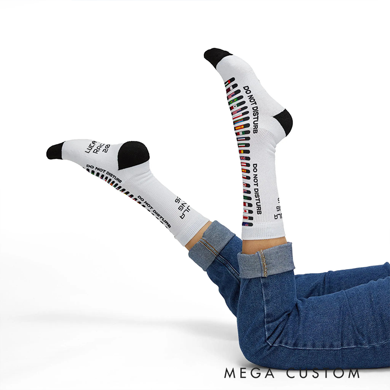 Personalized Racing Calendar 2026 Socks with Custom Name Design Gift for Racers and Racing Lovers