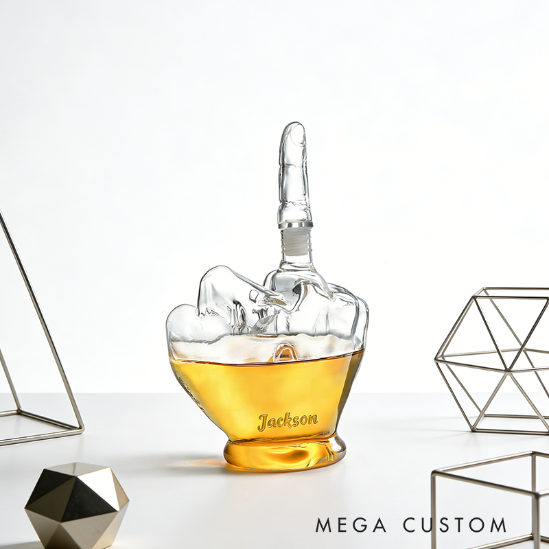 Personalized Middle Finger Whiskey Decanter Funny Fifts