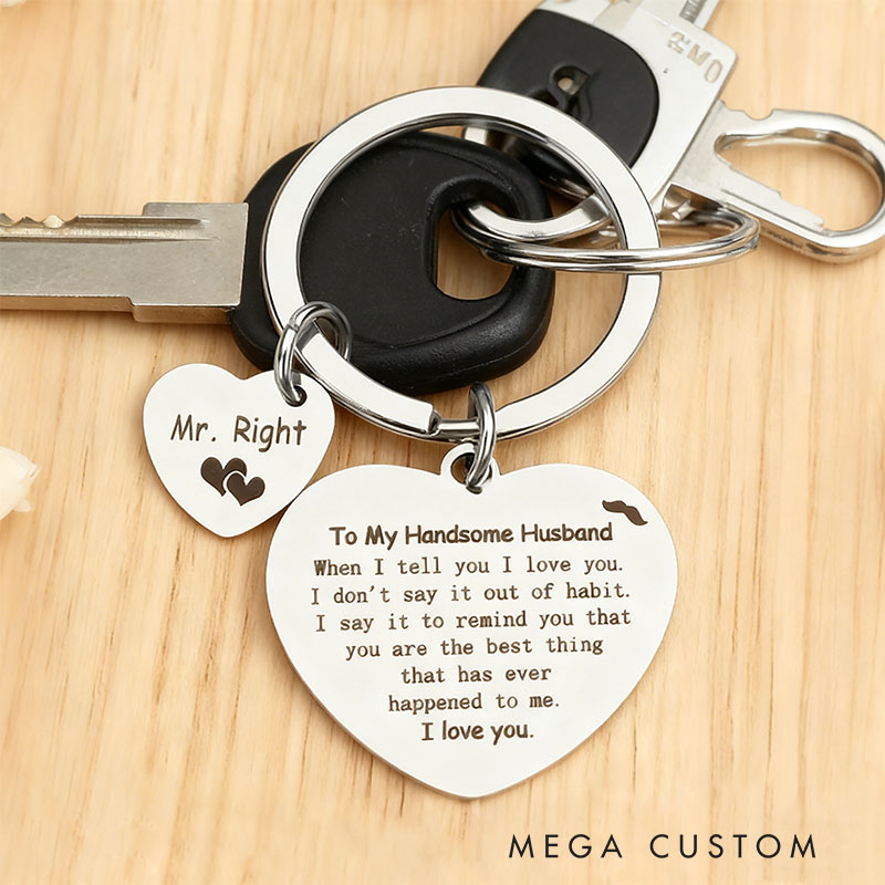 Personalized Heart Keychain for Husband Valentines Day Gifts Stainless Steel Keychain Engraved Couple Gifts  Anniversary for Him