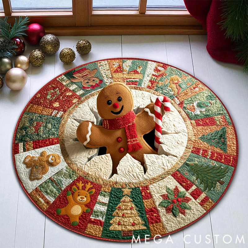 Personalized 3D Printed Rug, Christmas Welcome Round Mat, Indoor Rug Decor, Christmas Tree Home Decor, Holiday Doormat, Christmas Gift