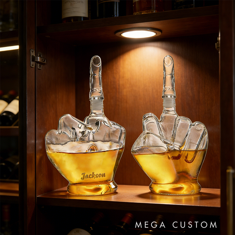 Personalized Middle Finger Whiskey Decanter Funny Fifts