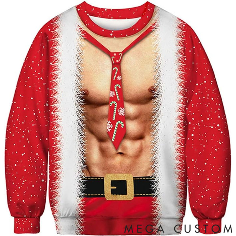 Personalized Muscle Family Ugly Christmas Sweater, Matching Family Sweater, Funny Xmas Gift