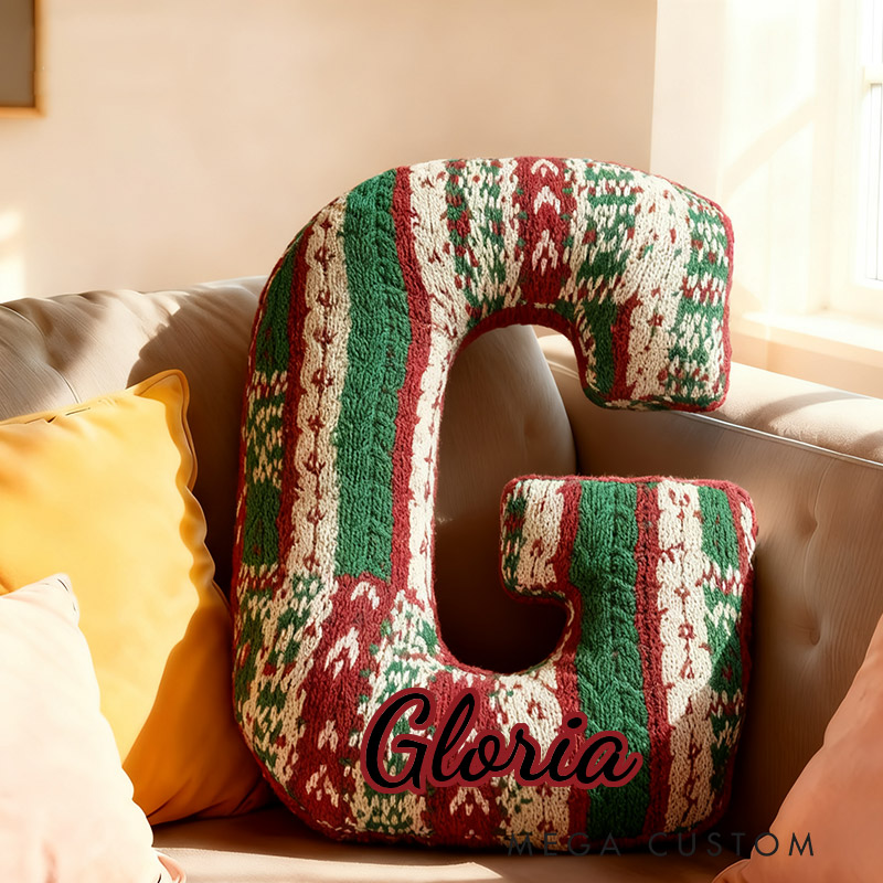 Personalized Funny Pillow Christmas Yarn Twist Graphic Print Letter Customized Name Gift for Kids