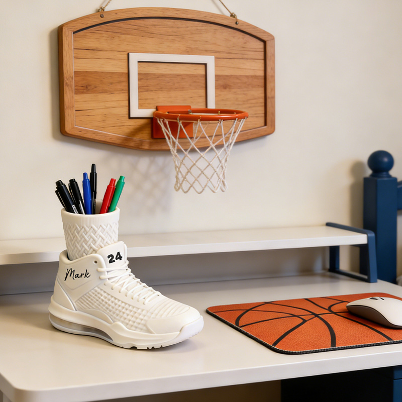 Personalized Basketball Shoes Pencil Holder 3D Print Pencil Organizer Stand Basketball Player Desktop Decor