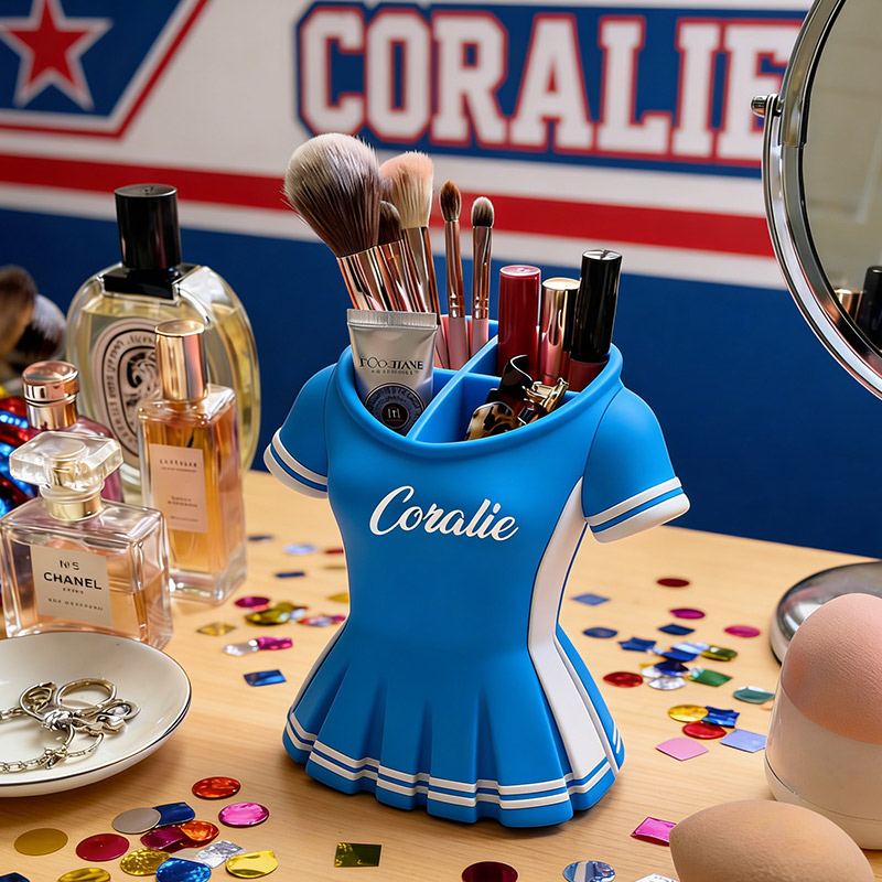 Personalized Cheerleading Uniforms Makeup Brush Organizer Desktop Storage Gifts for Cheerleading Teams