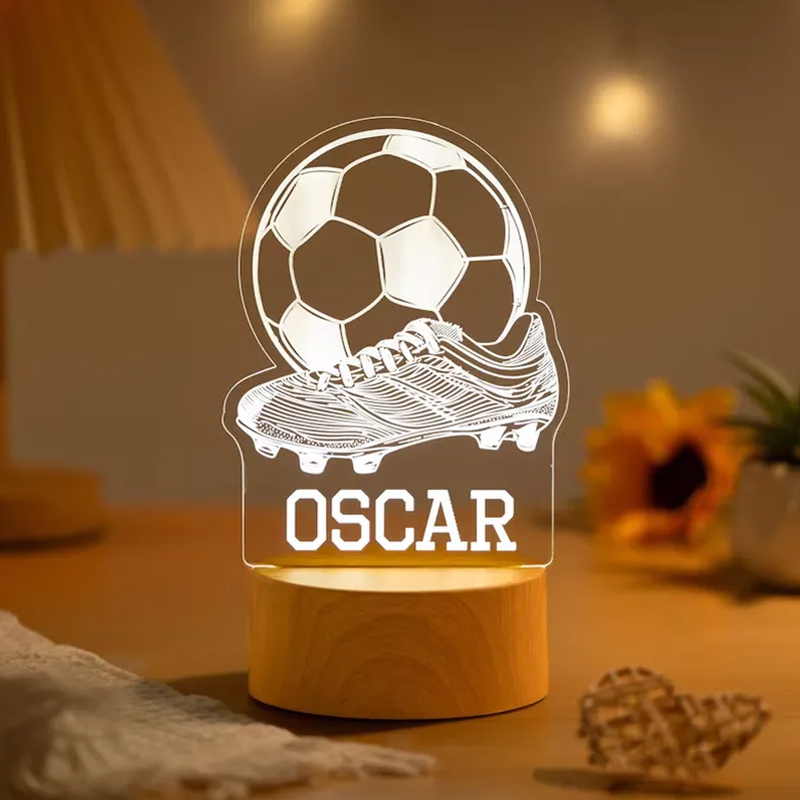 Personalized Soccer 3D Night Light Custom Name LED Lamp for Players and Fans