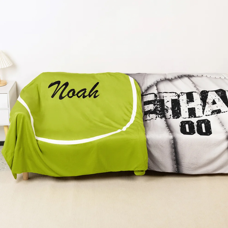 Personalized Baseball Basketball Soft Polar Fleece Hooded Blanket with Name and Number Game Day Birthday Gift for Teammate Coach Ball Sports Lovers