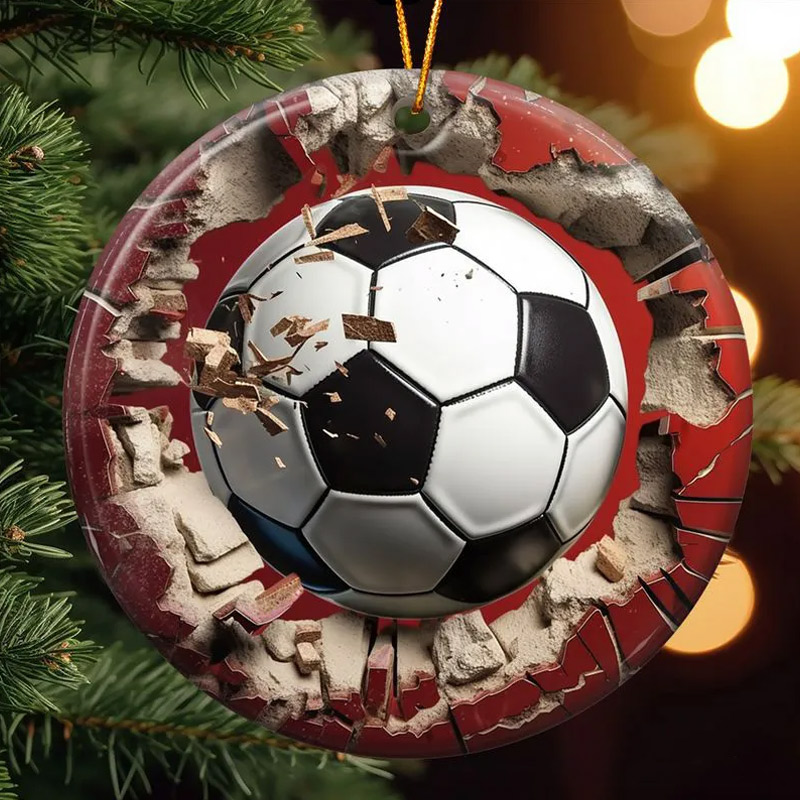 Personalized Sports Christmas Ornaments with Baseball Soccer and Basketball Designs Perfect Holiday Decor for Sports Fans