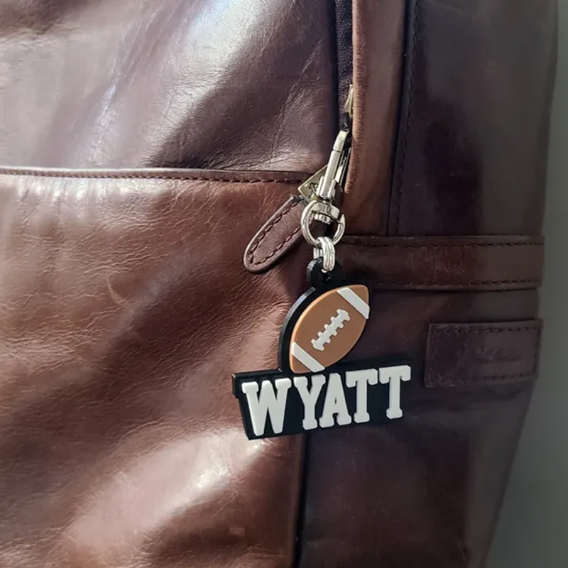 Personalized Sports Keychains with Custom Names and 3D Sports Ball Designs