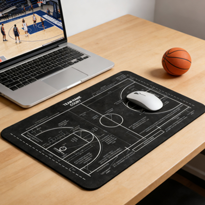 Personalized Basketball Court Mouse Pad Basketball Court Blueprint Basketball Player