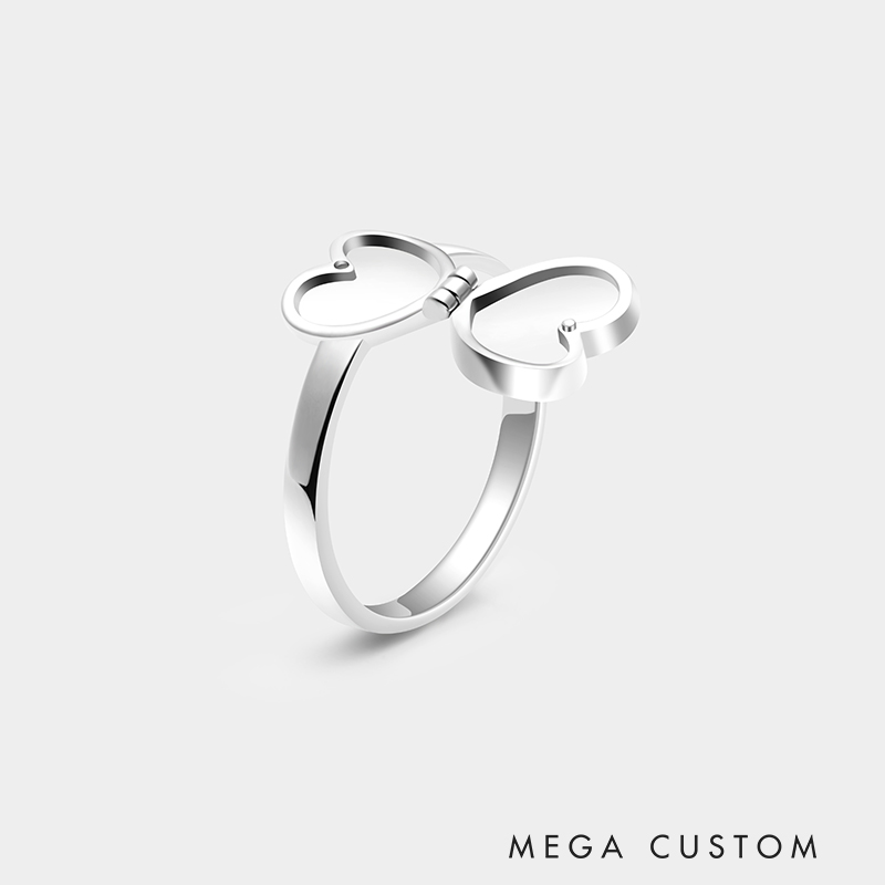 Custom Sterling Silver Heart Locket Ring – Personalized Pet Hair Keepsake Jewelry