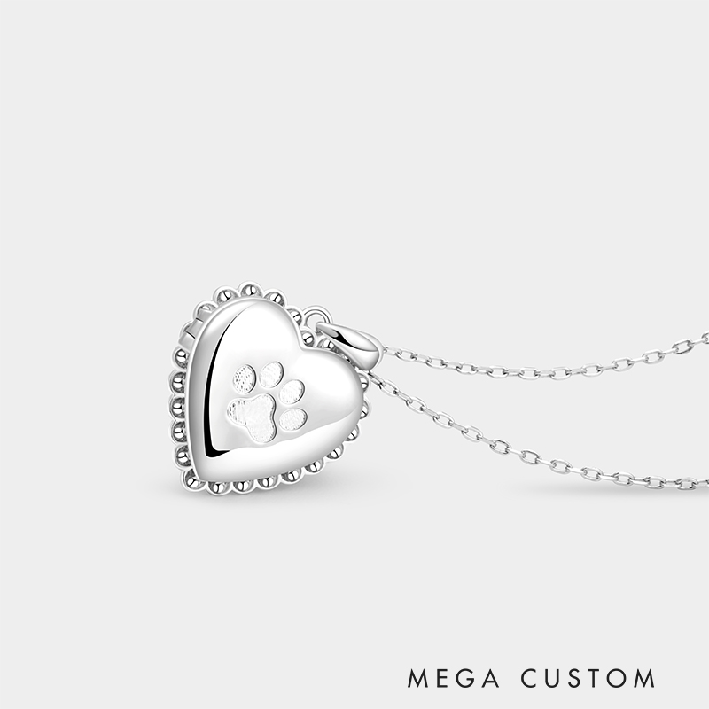 Personalized  Custom Engraved Pet Photo Locket Heart Necklace with Initials and Pet Image 925 Sterling Silver Gifts for Her
