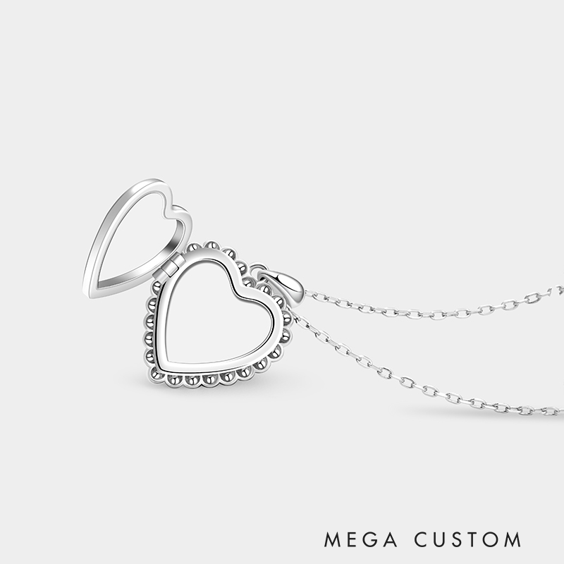 Personalized  Custom Engraved Pet Photo Locket Heart Necklace with Initials and Pet Image 925 Sterling Silver Gifts for Her