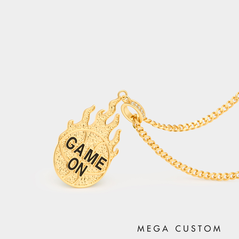 Custom Basketball Pendant Necklace – Personalized Text on Basketball Design for Basketball Enthusiasts