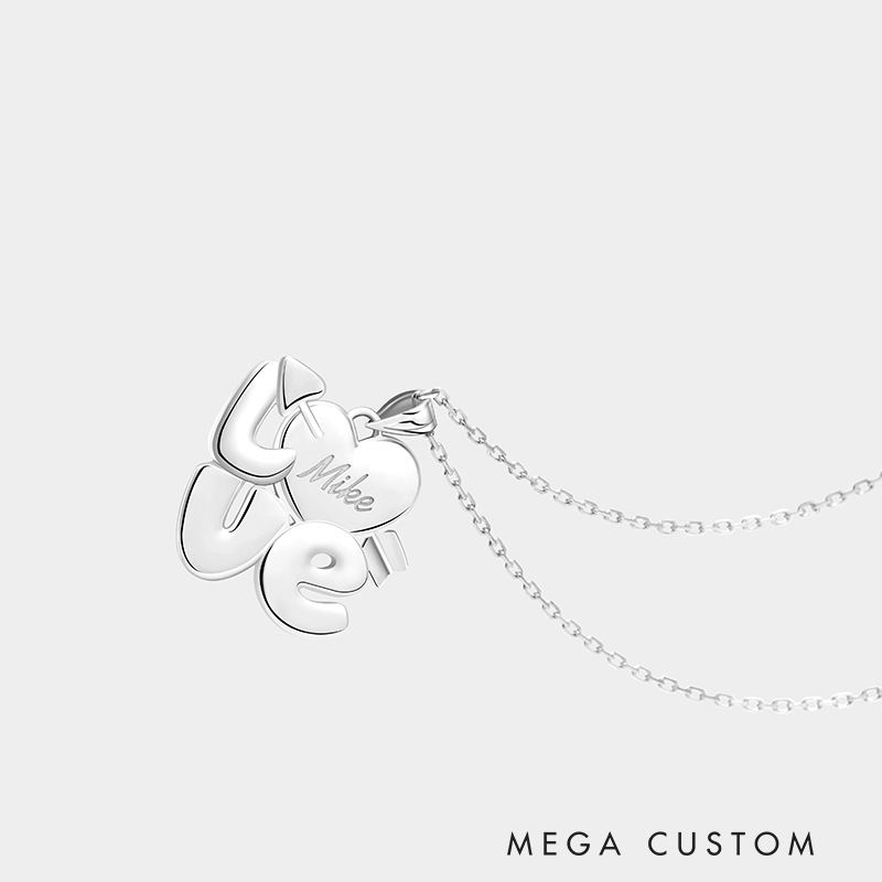 Personalized Custom Name Love Necklace Heart and Arrow Design 925 Sterling Silver or Gold Plated Personalized Engraved Pendant Romantic Gift for Her 925 Sterling Silver 