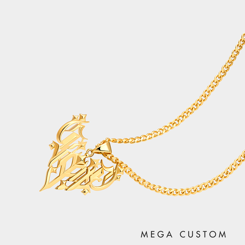 Gothic Style Personalized Name Pendant Necklace – Customizable Intricate Design for a Bold Statement