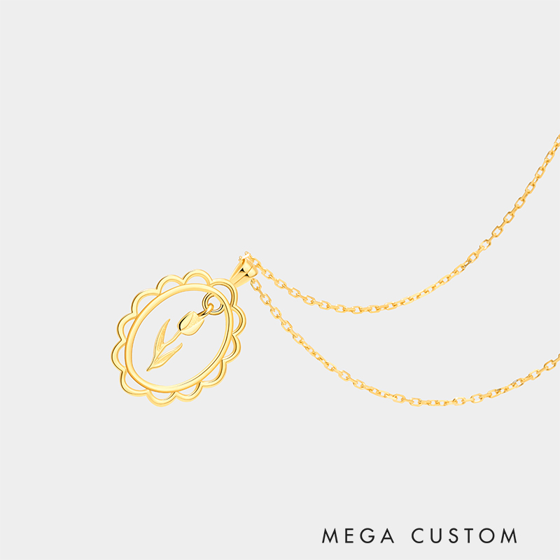 Personalized Custom Birth Flower Necklace 925 Sterling Silver Gold and Silver Two Tone Personalized Engraved Floral Pendant Meaningful Gift for Her 925 Sterling Silver Gifts for Her