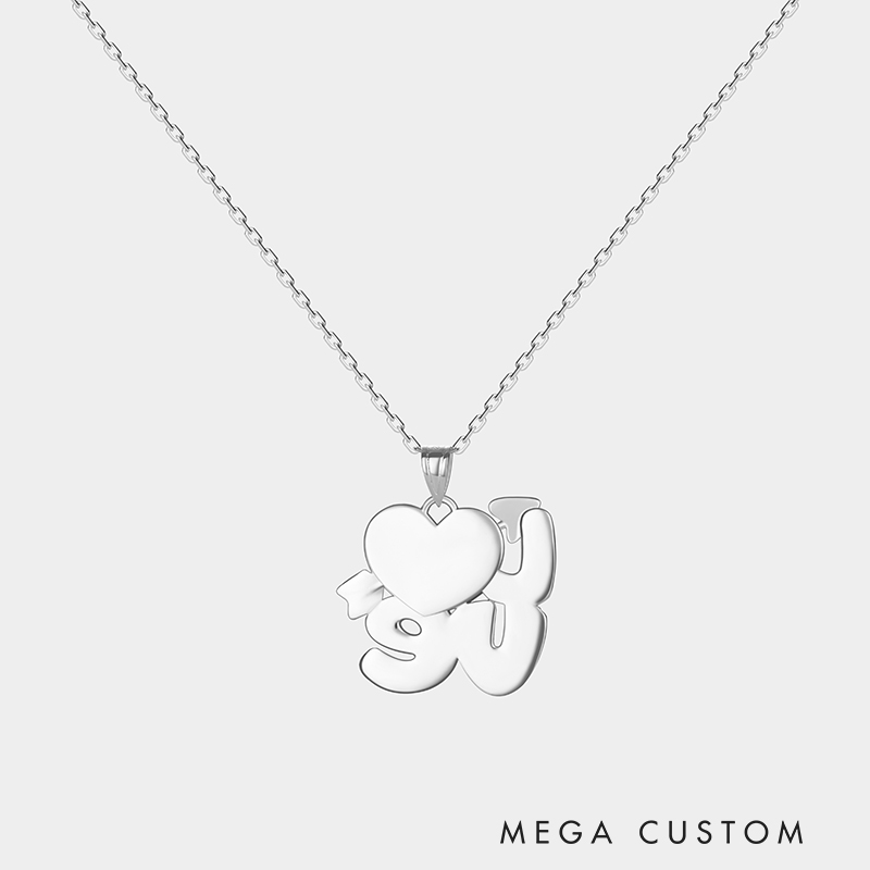 Personalized Custom Name Love Necklace Heart and Arrow Design 925 Sterling Silver or Gold Plated Personalized Engraved Pendant Romantic Gift for Her 925 Sterling Silver 