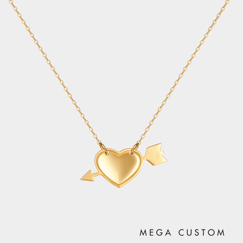 Personalized Heart and Arrow Necklace – Custom Initials Love Pendant 925 Sterling Silver Gifts for Her