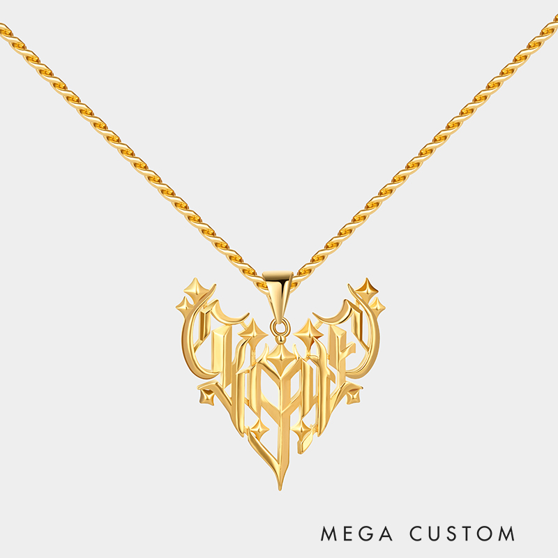 Gothic Style Personalized Name Pendant Necklace – Customizable Intricate Design for a Bold Statement