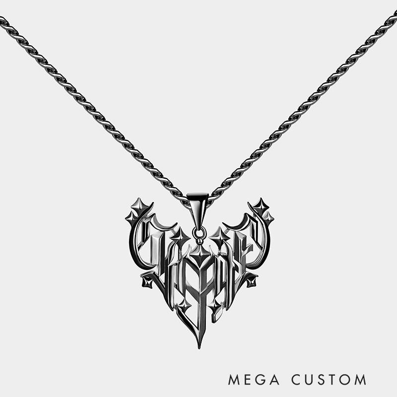 Gothic Style Personalized Name Pendant Necklace – Customizable Intricate Design for a Bold Statement