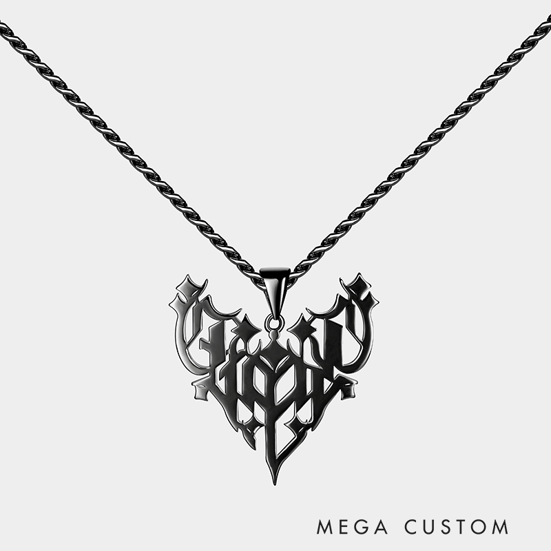 Gothic Style Personalized Name Pendant Necklace – Customizable Intricate Design for a Bold Statement