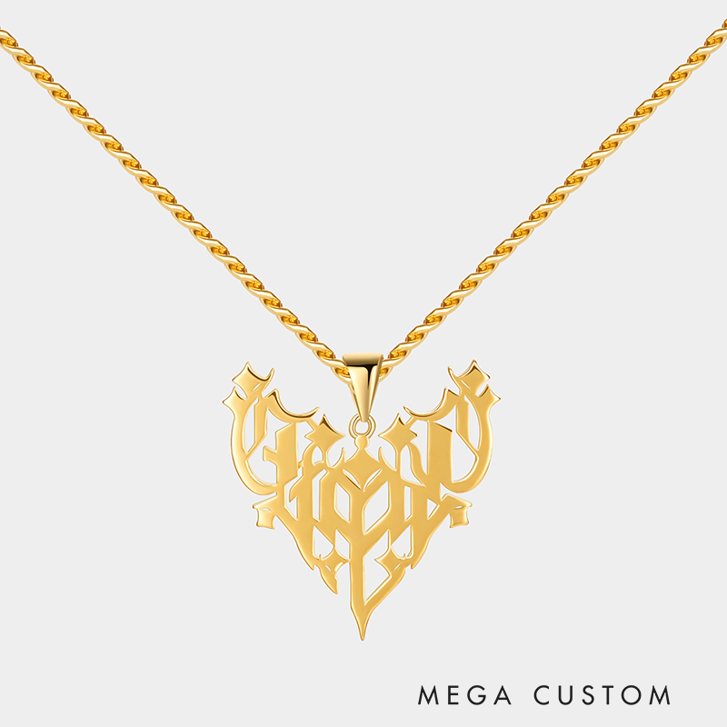 Gothic Style Personalized Name Pendant Necklace – Customizable Intricate Design for a Bold Statement
