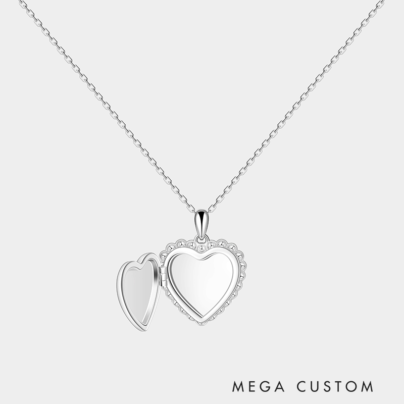 Personalized  Custom Engraved Pet Photo Locket Heart Necklace with Initials and Pet Image 925 Sterling Silver Gifts for Her
