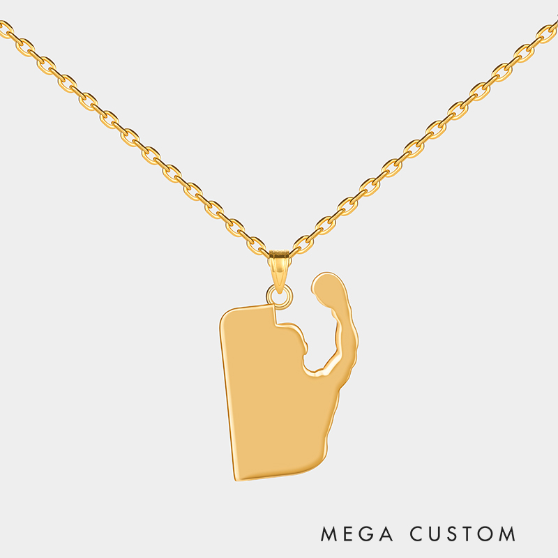 Personalized Custom Boxing Necklace Personalized Engraved Pendant 925 Sterling Silver or Gold Plated Fitness Jewelry Gift for Boxer or Athlete 925 Sterling Silver 