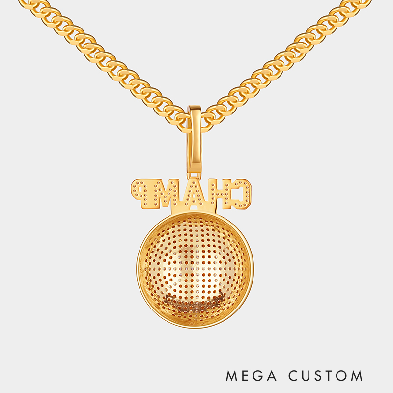 Luxury Full Rhinestone Basketball Pendant Necklace – Customizable Text Design for a Glamorous Sports Look
