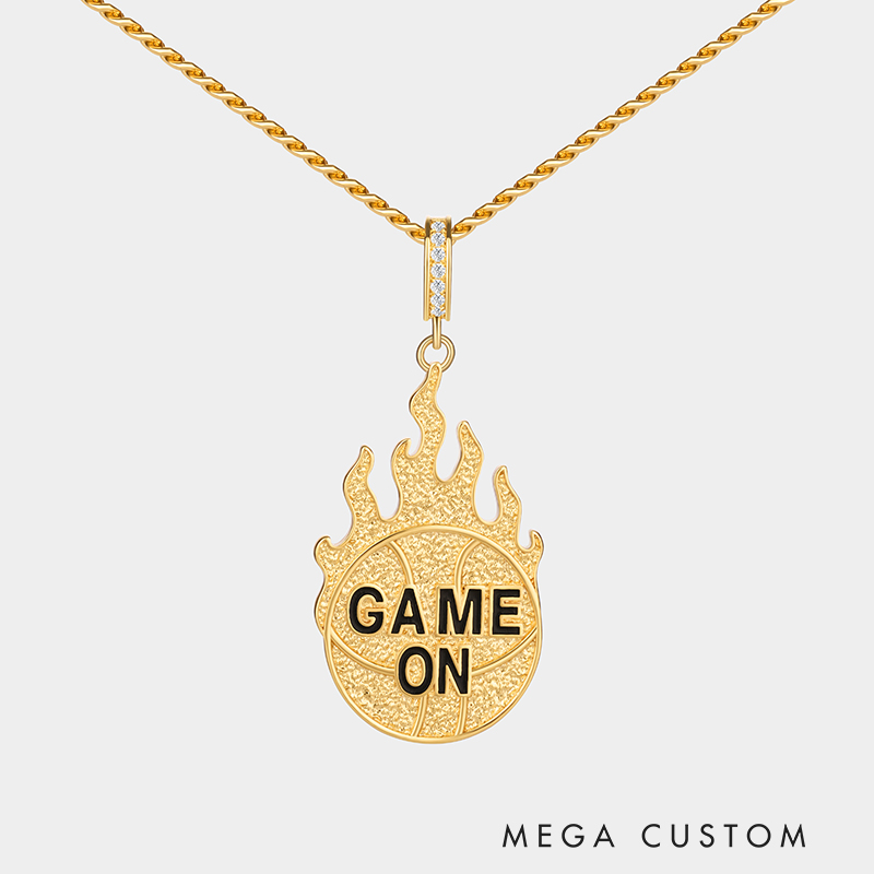Custom Basketball Pendant Necklace – Personalized Text on Basketball Design for Basketball Enthusiasts