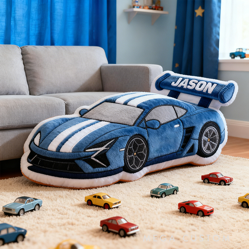 Personalized Racing Car Pillow with Custom Name 3D Graphic Print Cushion Gifts