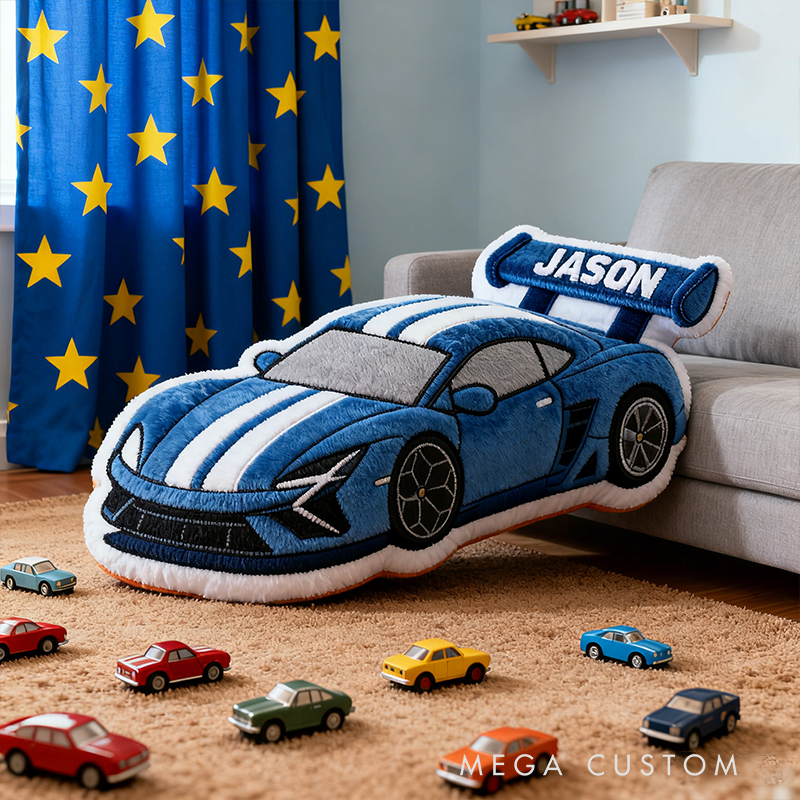 Personalized Racing Car Pillow with Custom Name 3D Graphic Print Cushion Gifts