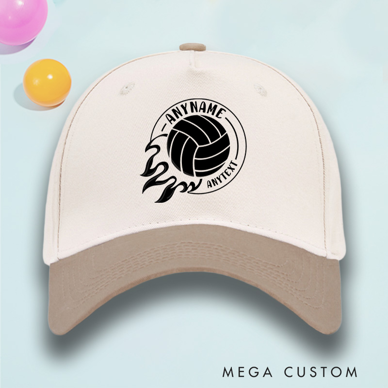 Personalized Volleyball Cotton Two Tone Cap with Name and Text with Dynamic Ball Design