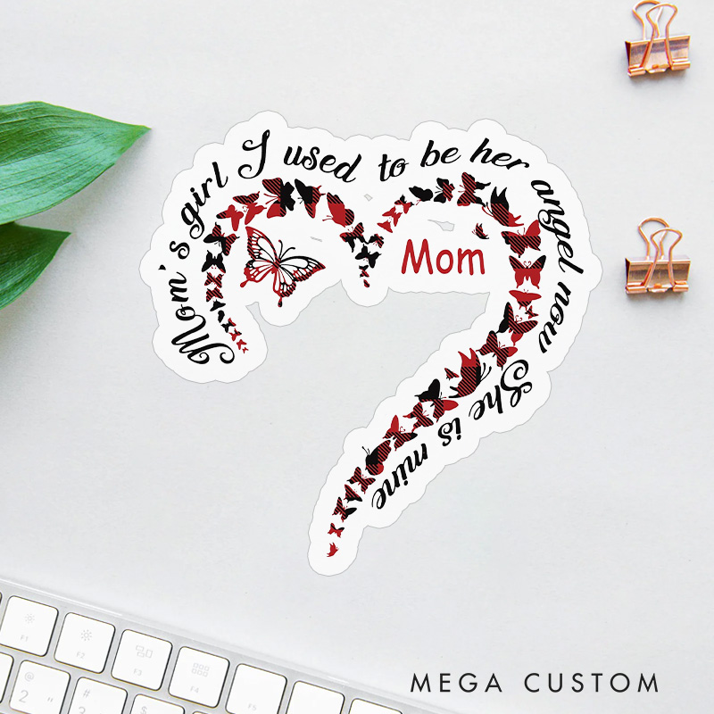 Personalized Mom Memorial Sticker Heart Shaped Butterfly Design Sympathy Gift for Grieving Daughter Loss of Mother