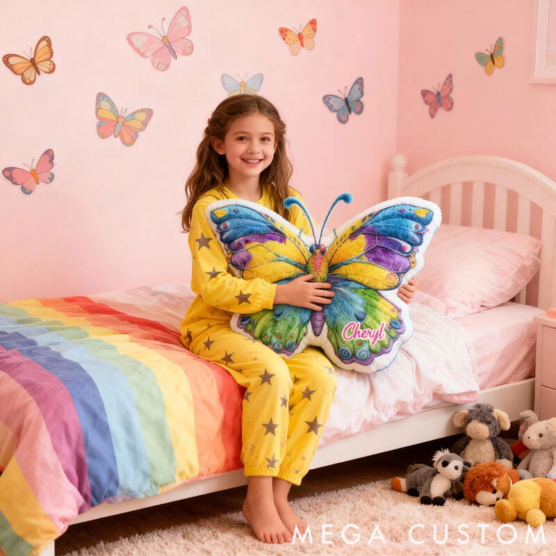 Personalized Graphic 3D Print Pillows Pillow, Custom Butterfly Pillow with Name for Family