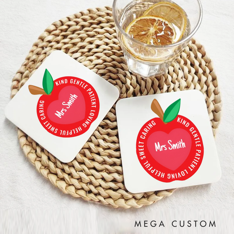 Personalized Coasters for Teachers Kind Gentle Patience Loving Appreciation Gift for Teachers