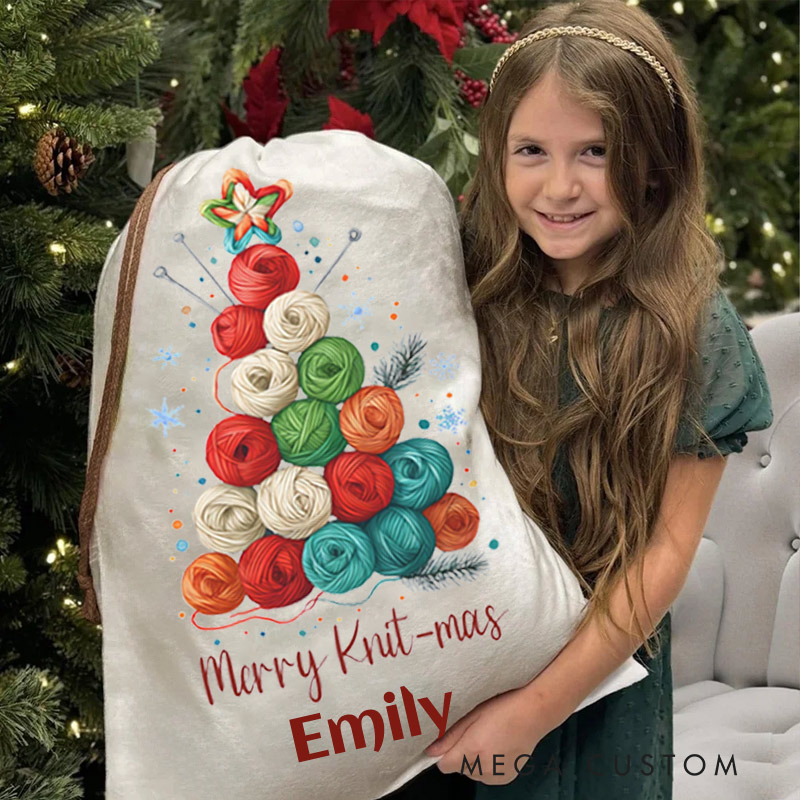 Personalized Knitting Bag Christmas 2025 Merry Kit-mas Gift for Knitting Lover for Grandma