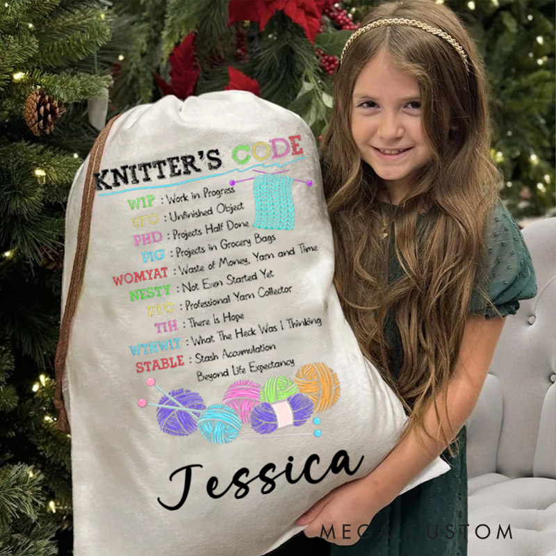 Personalized Knitting Bag Christmas Knitter's Code Gift for Knitting Lover for Grandma